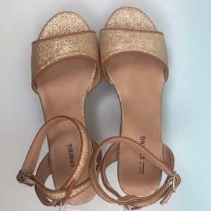 Call It Spring Glitter Wedge Sandal Shoe Size 7